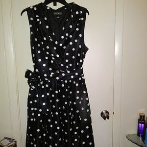 Black. Dress with white poka dots size 16